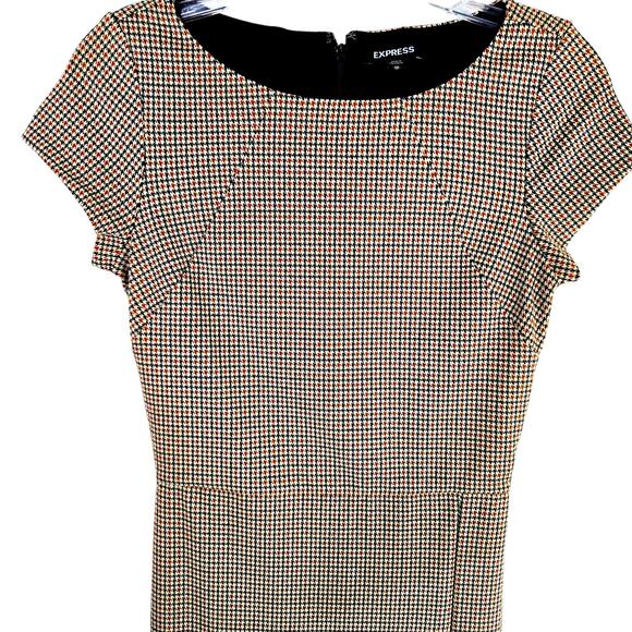 Express Women's Dress XS Extra Small Brown Checked Sleeveless Misses Size 0 2 - Picture 2 of 6